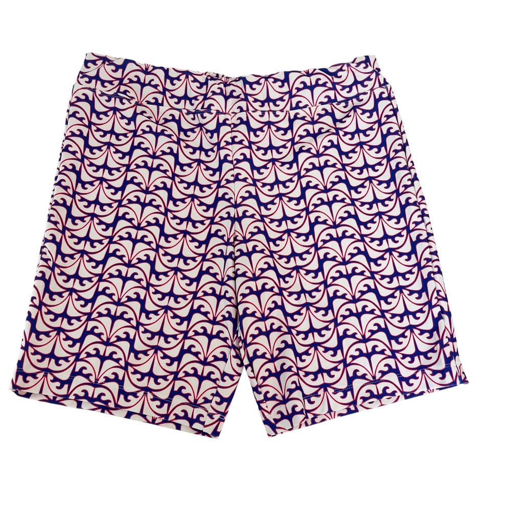 Tee2Sea Geometric Print Athletic Shorts Red White Blue Golf Tennis Size Medium